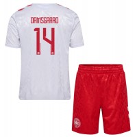 Maglie da calcio Danimarca Mikkel Damsgaard #14 Seconda Maglia Bambino Europei 2024 Manica Corta (+ Pantaloni corti)